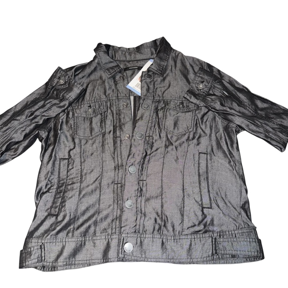Tahari Women’s Large Black Metallic Jacket